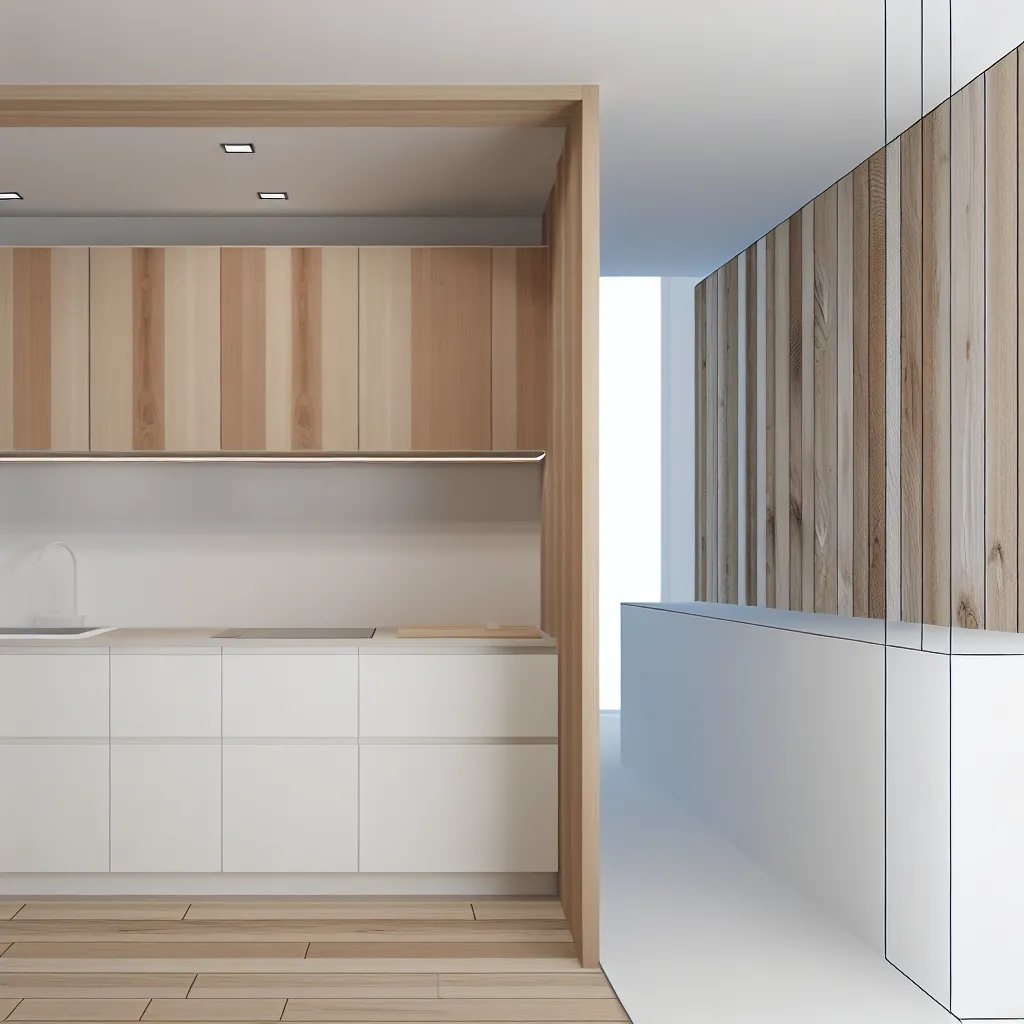 Modern architectural kitchen with vertical storage